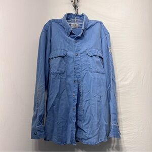 Tyndale Shirt Mens Arc Rated Flame Resistant Blue Made in USA Button Down FRMC L